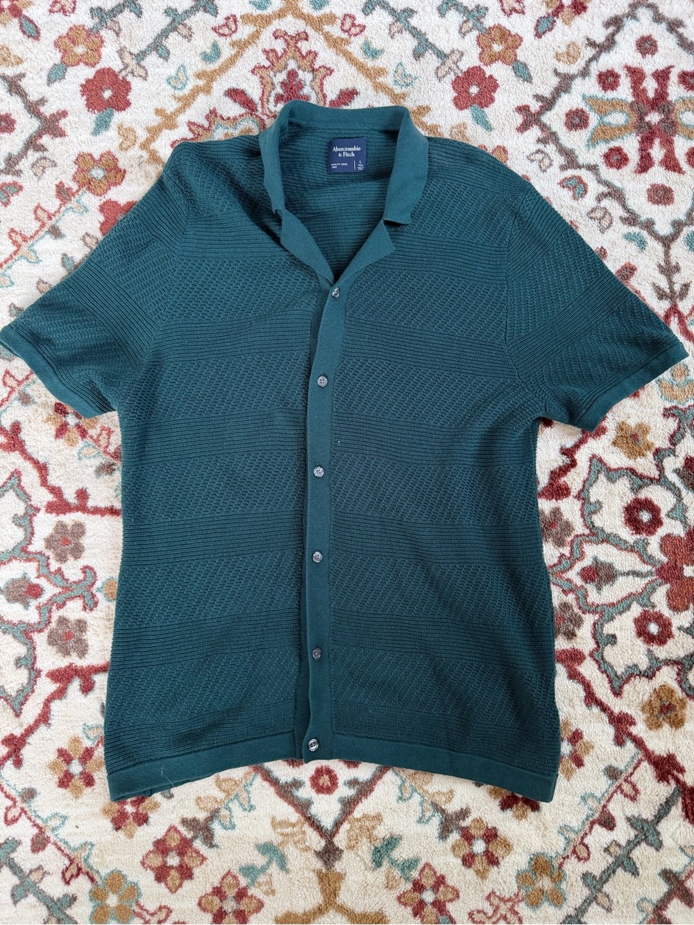 Abercrombie & Fitch Men's Short-Sleeve Button Polo - Teal